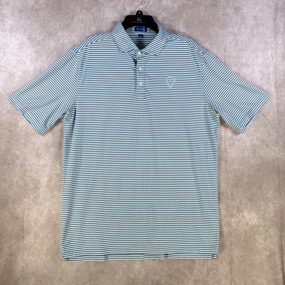 Stitch Golf‎ Polo Shirt Mens L Blue Striped Performance Short Sleeve 202SA0001